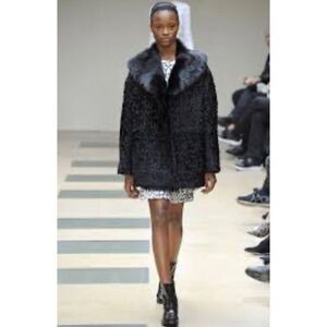 N.L Kaplan Women’s Black Persian Lambswool & Fur Bolero jacket Size M